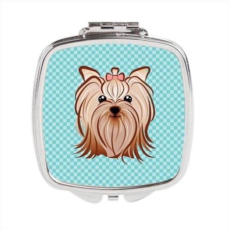 Carolines Treasures Carolines Treasures BB1142SCM Checkerboard Blue Yorkie Yorkishire Terrier Compact Mirror; 2.75 x 3 x .3 In. BB1142SCM